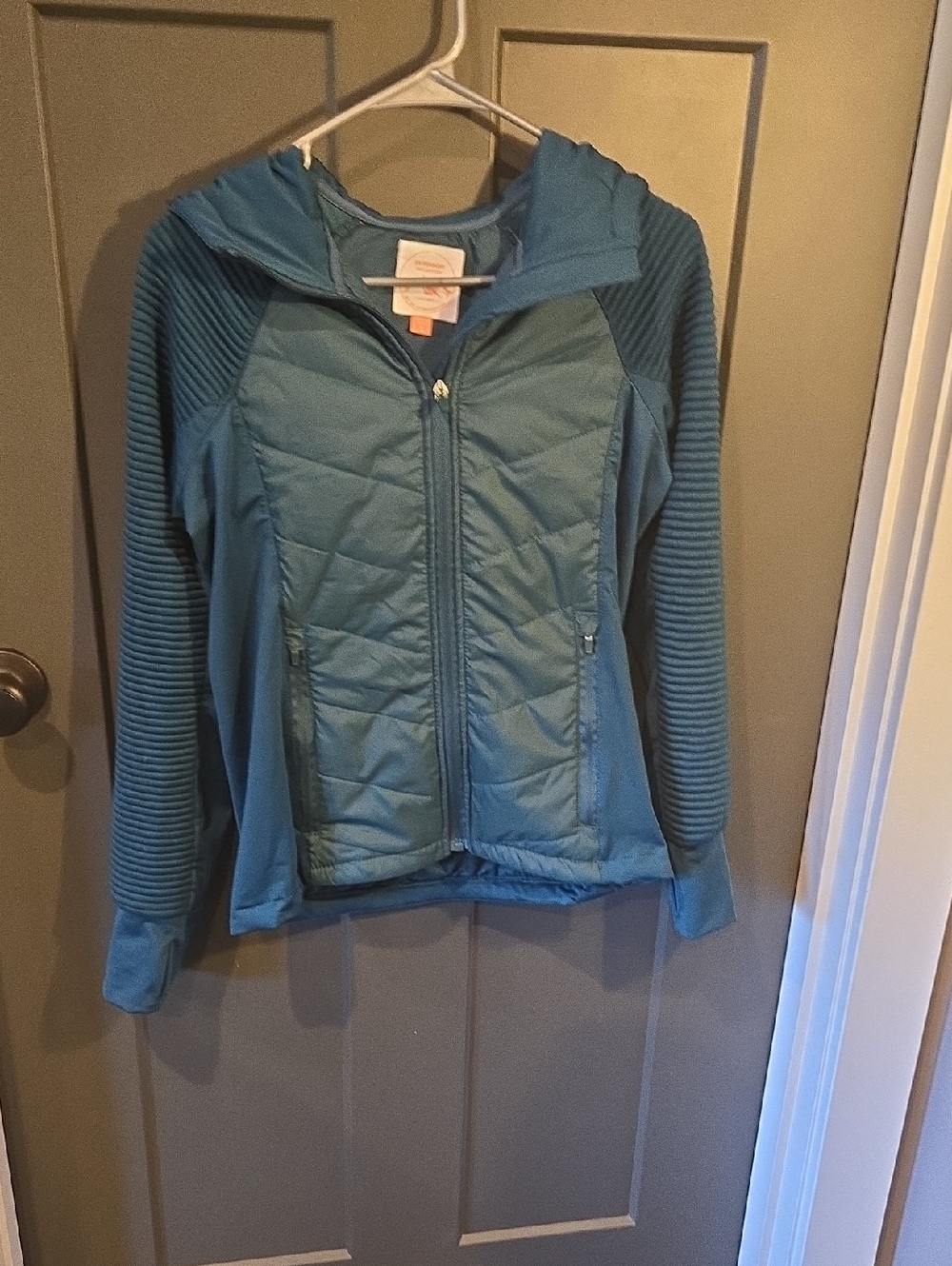 26 International Teal Hooded Quilted Puffer Jacket